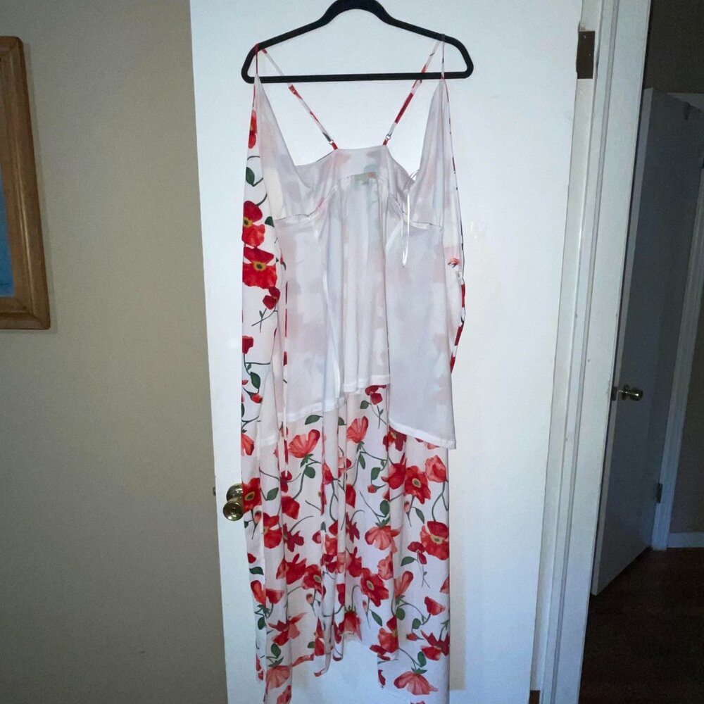 GB Gianni Bini Spaghetti Strap‎ White Red Floral Wrap Maxi Dress Size XS - Picture 6 of 12